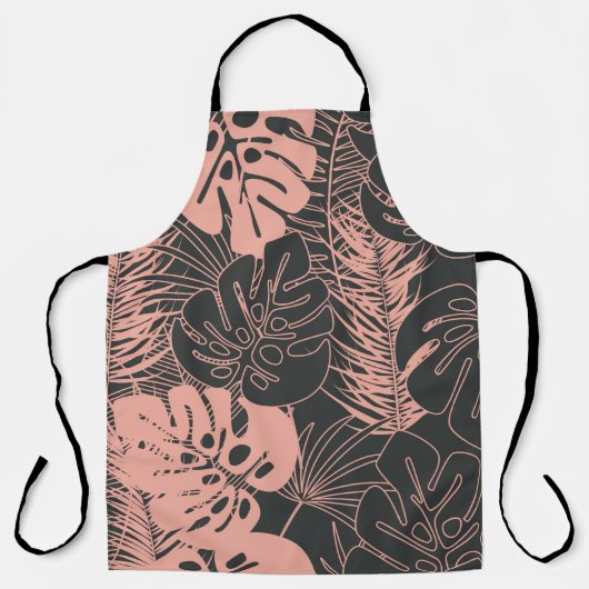 モンステラパルの夏の継ぎ目のない熱帯パターン エプロン (正面)