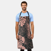 モンステラパルの夏の継ぎ目のない熱帯パターン エプロン (着用した状態)