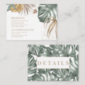 モンステラパーム熱帯結婚花詳細 エンクロージャーカード (正面/裏面)