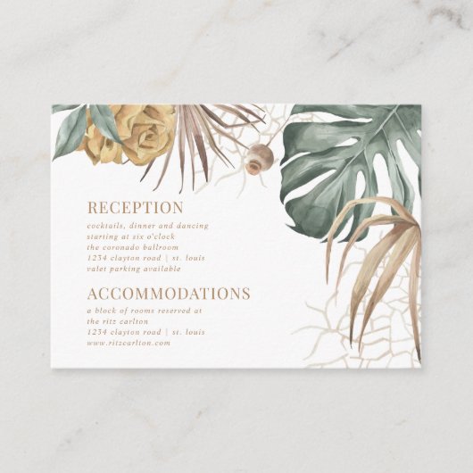 モンステラパーム熱帯結婚花詳細 エンクロージャーカード (正面)