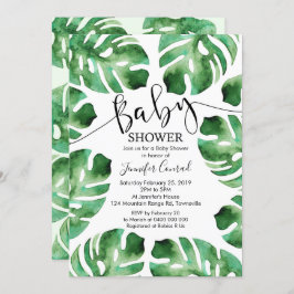 モンステラベビーシャワー招待状、熱帯葉ズ 招待状