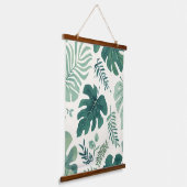 モンステラムード – トロピカルリーフウッドトップウォールタップ 吊り下げ型タペストリー (傾斜あり)