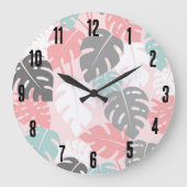 モンステラモダントロピカルパターン ラージ壁時計 (正面)