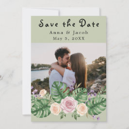 モンステラモダンリーフフローラセージ 招待状