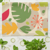 モンステラモダンリーフ抽象芸術ハワイアントロピカルウォーム キッチンタオル (折り畳み)