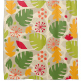 モンステラモダンリーフ抽象芸術ハワイアントロピカルウォーム シャワーカーテン (正面)