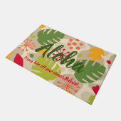 モンステラモダンリーフ抽象芸術ハワイアントロピカルウォーム ドアマット (アングル)