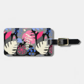 モンステラモダンリーフ抽象芸術ハワイアントロピカルグレー ラゲッジタグ (正面横)