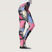 モンステラモダンリーフ抽象芸術ハワイアントロピカルグレー レギンス (右)