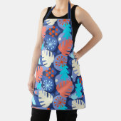 モンステラモダンリーフ抽象芸術ハワイアントロピカルネイビー エプロン (インサイチュ)