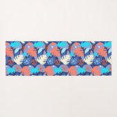 モンステラモダンリーフ抽象芸術ハワイアントロピカルネイビー ヨガマット (裏面(横))