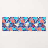 モンステラモダンリーフ抽象芸術ハワイアントロピカルネイビー ヨガマット (正面(横))