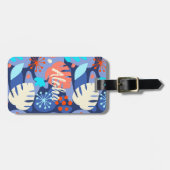 モンステラモダンリーフ抽象芸術ハワイアントロピカルネイビー ラゲッジタグ (正面横)