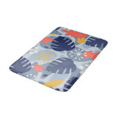 モンステラモダンリーフ抽象芸術ハワイアントロピカルブルー バスマット (アングル)