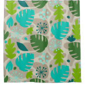 モンステラモダンリーフ抽象芸術ハワイアントロピカル – カッコいい シャワーカーテン (正面)