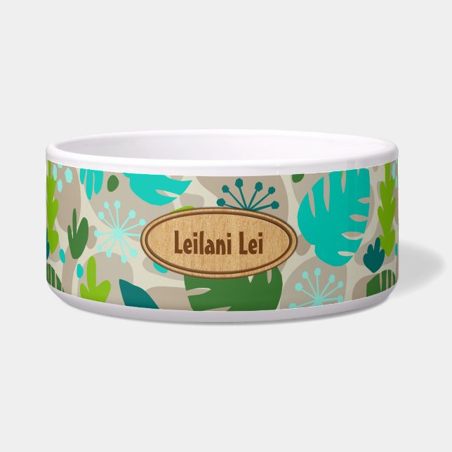 モンステラモダンリーフ抽象芸術ハワイアントロピカル – カッコいい ボウル (正面)