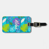 モンステラモダンリーフ抽象芸術ハワイアン熱帯性 – ティール（緑がかった色） ラゲッジタグ (正面横)