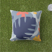 モンステラモダン抽象芸術リーフハワイアントロピカルブルー アウトドアクッション (芝生)