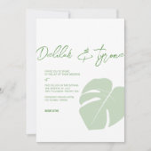 モンステラモダン・トロピ結婚カル・グリーンリーフ 招待状 (正面)