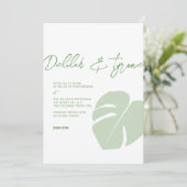 モンステラモダン・トロピ結婚カル・グリーンリーフ 招待状 (スタンド正面)