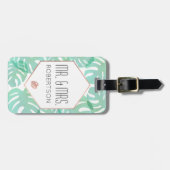 モンステラリーフ&バラ金ゴールド ラゲッジタグ (正面横)