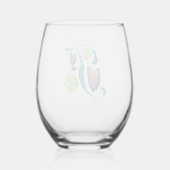 モンステラ文字「F」 ステムなしワイングラス (裏面)