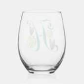 モンステラ文字「H」 ステムなしワイングラス (裏面)