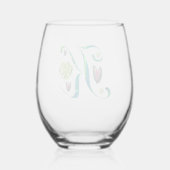 モンステラ文字「K」 ステムなしワイングラス (裏面)