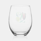 モンステラ文字「L」 ステムなしワイングラス (裏面)