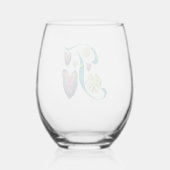 モンステラ文字「T」 ステムなしワイングラス (裏面)