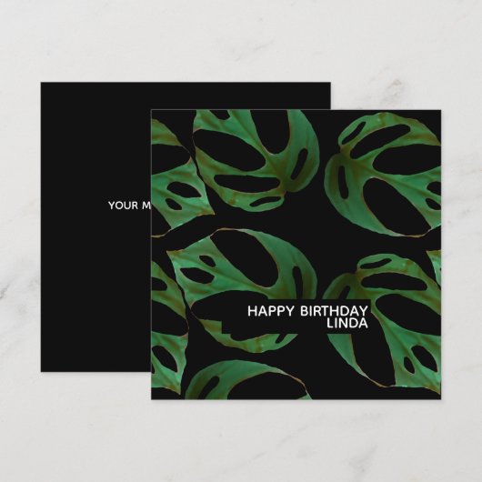 モンステラ植物の模様イラスト 葉 誕生日 カード (正面/裏面)