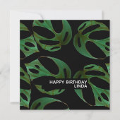 モンステラ植物の模様イラスト 葉 誕生日 カード (正面)