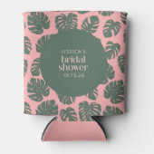 モンステラ植物植物性ピンクグリーンブライダルシャワー 缶クーラー (正面)