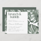 モンステラ植物水カラーグリーンブランチバブリー 招待状 (正面/裏面)