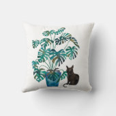 モンステラ植物水彩の猫 クッション (裏面)