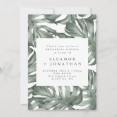 モンステラ植物水色グリーンリハーサル 招待状 (正面)