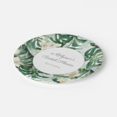 モンステラ水彩熱帯性紅葉ブライダルシャワー ペーパープレート (アングル)