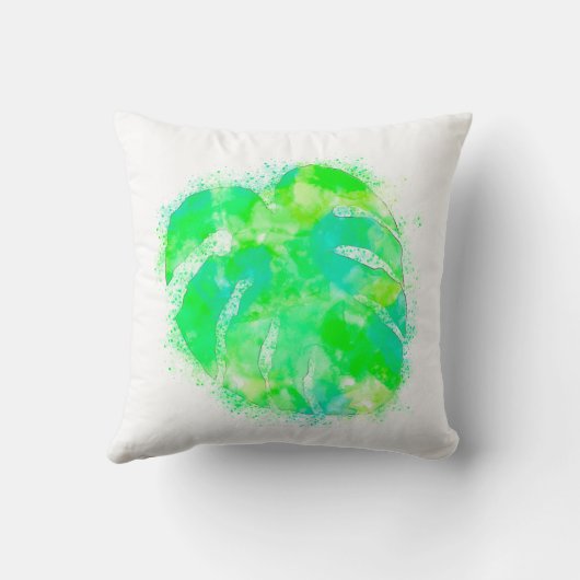 モンステラ水色 クッション (裏面)