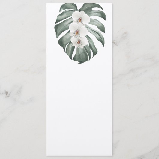 モンステラ熱帯のメニューに白結婚い蘭 招待状 (裏面)