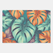 モンステラ熱帯グリーンパーム離れ夏 ラッピングペーパーシート (正面)