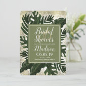 モンステラ熱帯フェイク金ゴールドスプラッシュブライダルシャワー 招待状 (スタンド正面)