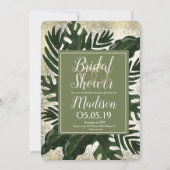 モンステラ熱帯フェイク金ゴールドスプラッシュブライダルシャワー 招待状 (正面)