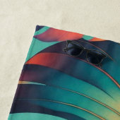 モンステラ熱帯水の色の緑のヤシ離れの ビーチタオル (インサイチュ)