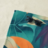 モンステラ熱帯水の色の緑のヤシ離れの ビーチタオル (インサイチュ)