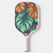 モンステラ熱帯水の色の緑のヤシ離れの ピックルボールラケット (裏面)