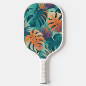 モンステラ熱帯水の色の緑のヤシ離れの ピックルボールラケット (正面)