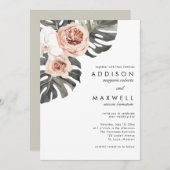 モンステラ熱帯結婚の花 招待状 (正面/裏面)