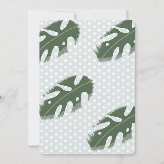 モンステラ熱帯緑の女の子ベビーシャワー 招待状 (裏面)