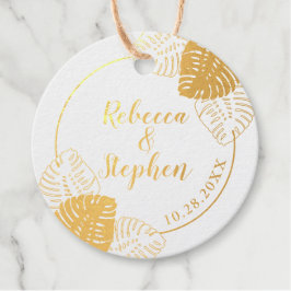 モンステラ熱帯縁ど葉実在ホイルラウンド フェイバータグ