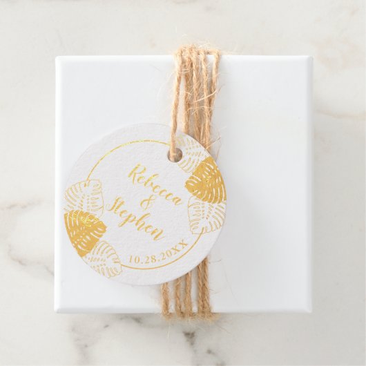 モンステラ熱帯縁ど葉実在ホイルラウンド フェイバータグ (箱)